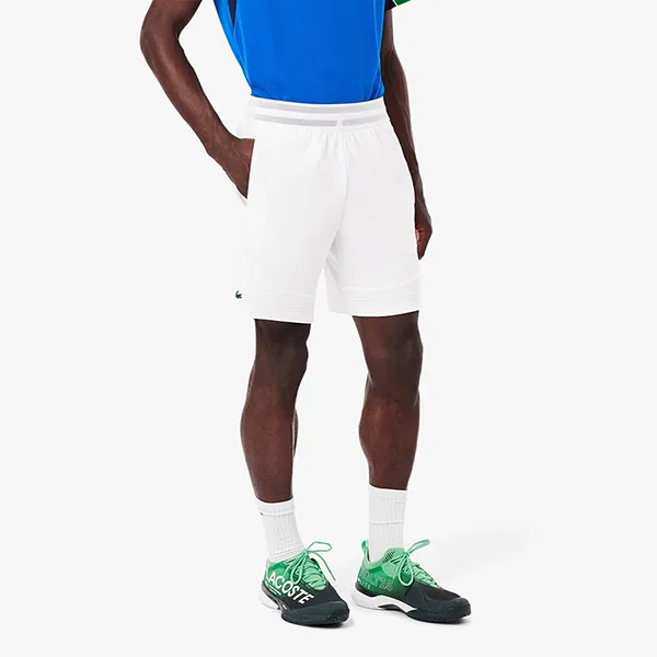 Quần Short Nam Lacoste Tennis Shorts Ultra Dry Stretch GH8950 001 White Màu Trắng