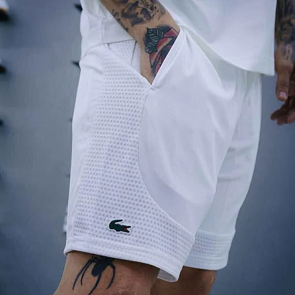 Quần Short Nam Lacoste Tennis Shorts Ultra Dry Stretch GH8950 001 White Màu Trắng