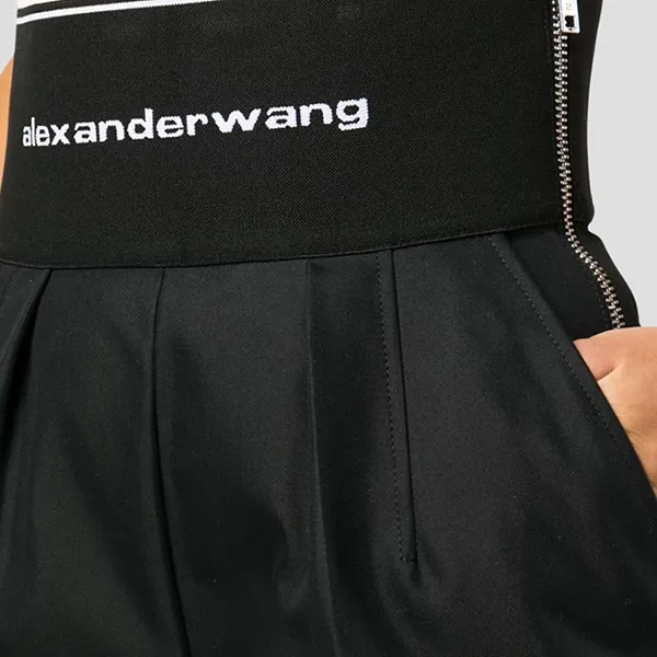 Quần Short Nữ Alexander Wang Safari Logo Elastic Exposed Zip 1WC1224450 Màu Đen Size 4