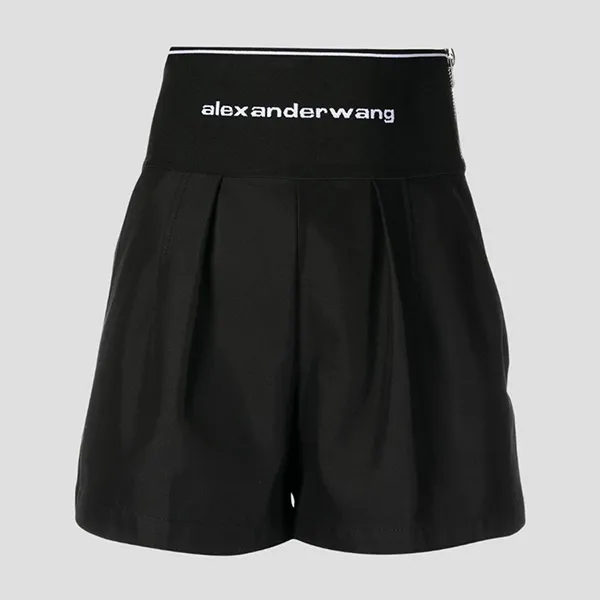 Quần Short Nữ Alexander Wang Safari Logo Elastic Exposed Zip 1WC1224450 Màu Đen Size 4