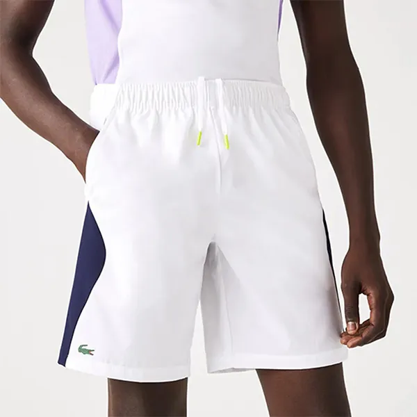 Quần Shorts Tennis/Pickerball Nam Lacoste De Tenis Sin Costuras Sport Para Hombre GH9420 00 522 Màu Trắng - Xanh