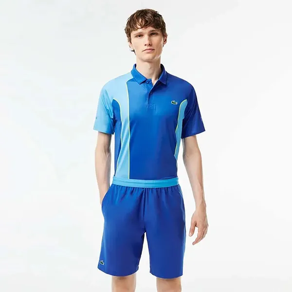 Quần Shorts Tennis/Pickerball Nam Lacoste Men’s Sport X Novak Djokovic Colorblock GH9354-GSK Màu Xanh Blue