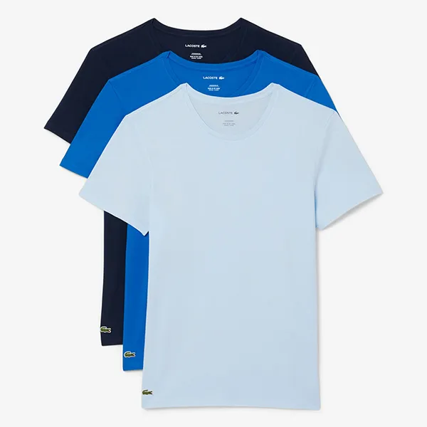 Set 3 Áo Thun Nam Lacoste Men's 3-Pack Slim Fit Undershirts TH2273 ELI Màu Xanh Size XS