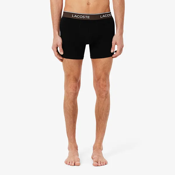 Set 3 Quần Lót Nam Lacoste Men's 3-Pack Cotton Boxer Briefs 6H1282 I3W Màu Đen Size XS