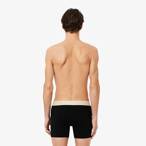 Set 3 Quần Lót Nam Lacoste Men's 3-Pack Cotton Boxer Briefs 6H1282 I3W Màu Đen Size XS