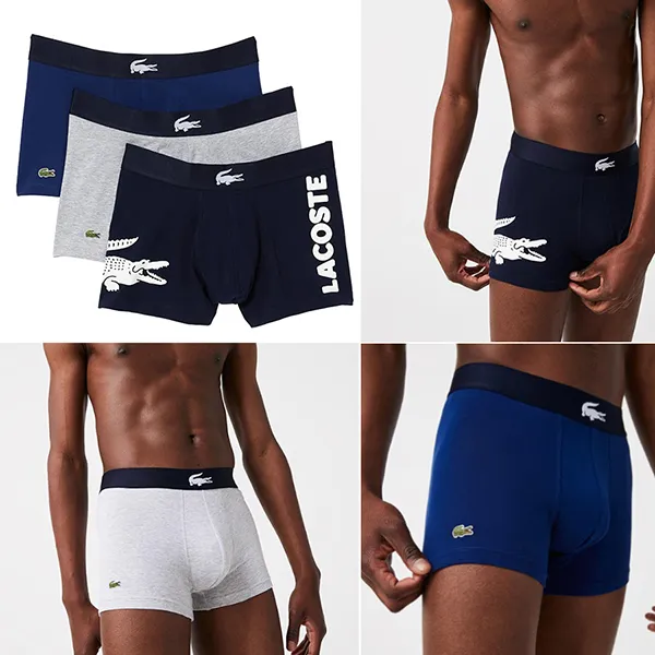Set 3 Quần Lót Nam Lacoste Pack Of 3 Casual Boxer Briefs 5H1803 BCK Phối Màu Size S