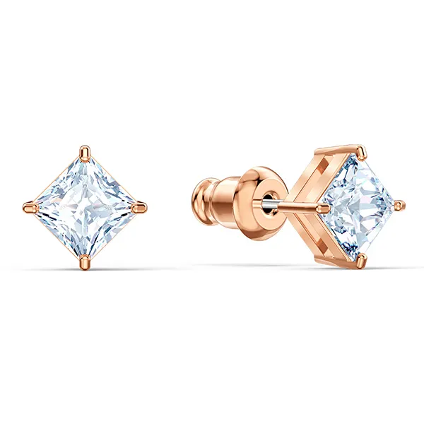 Set Dây Chuyền + Khuyên Tai Nữ Swarovski CZ White Lmul/Mix 5526491 Màu Vàng Hồng