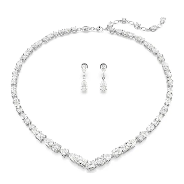Set Dây Chuyền + Khuyên Tai Nữ Swarovski Mesmera Set Mixed Cuts, White, Rhodium Plated 5674306 Màu Trắng