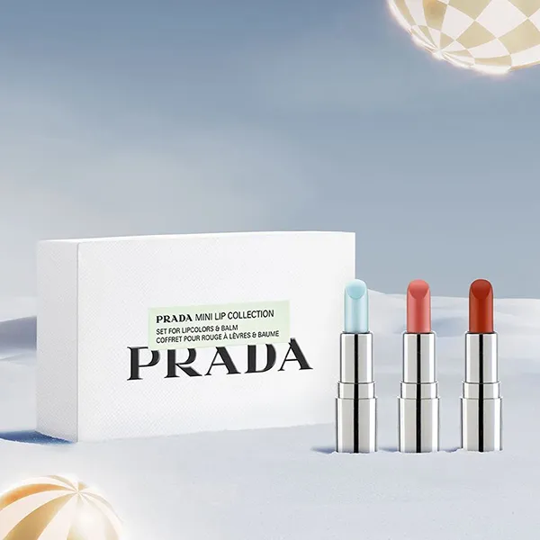 Set Son Dưỡng Prada Limited Edition Mini Lip Collection Prada Mini Lipcolors & Balm 3 Món