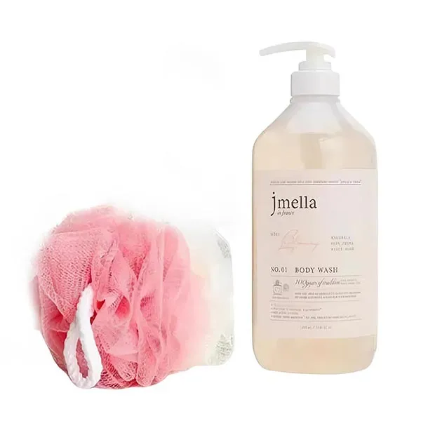 Set Sữa Tắm Cấp Ẩm Mịn Da Jmella In France No.01 Blooming Peony Body Wash + Bông