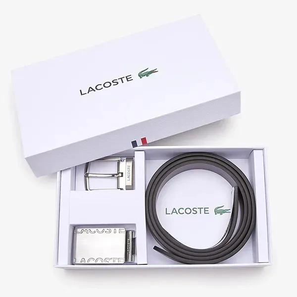 Set Thắt Lưng Nam Lacoste Pin And Flat Buckle Belt RC4060371 Màu Đen Size 110