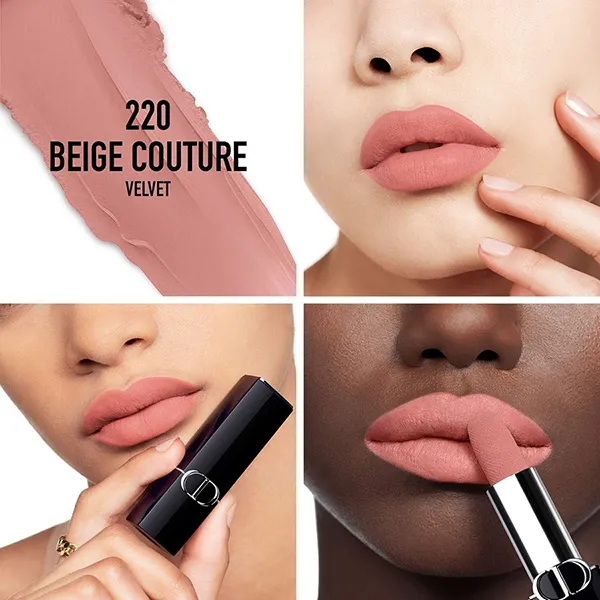 Son Dior Rouge Couture Color Lipstick Velvet Finish 220 Beige Couture Màu Hồng Nude