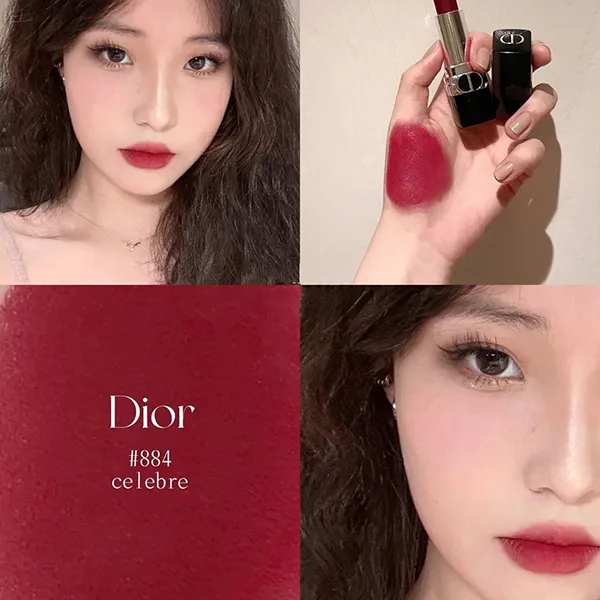 Son Dior Rouge Dior Refillable Lipstick 884 Célèbre Matte Finish Màu Đỏ Đất