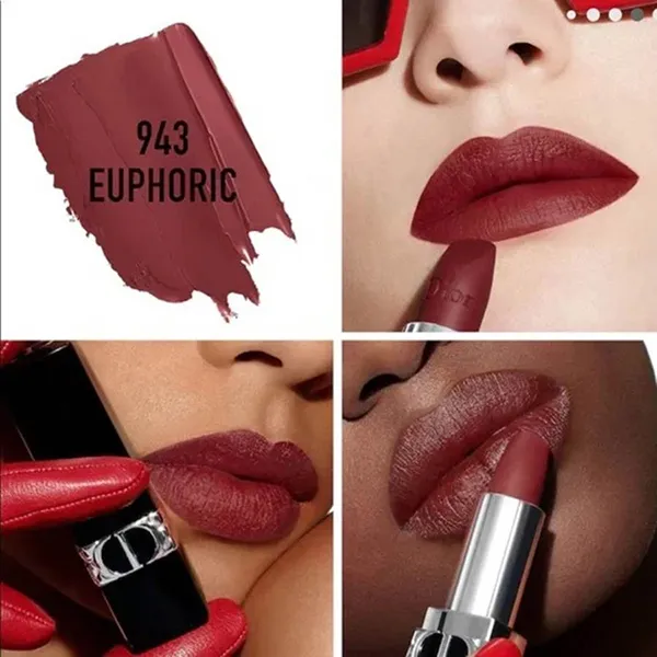 Son Dior Rouge Dior Refillable Lipstick 943 Euphoric Matte Finish Màu Đỏ Mận