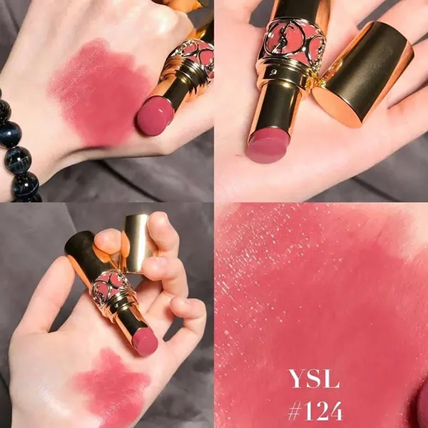 Son Dưỡng Yves Saint Laurent YSL Lip Rouge Volupté Shine 124 Oil-In-Stick Màu Hồng Đào