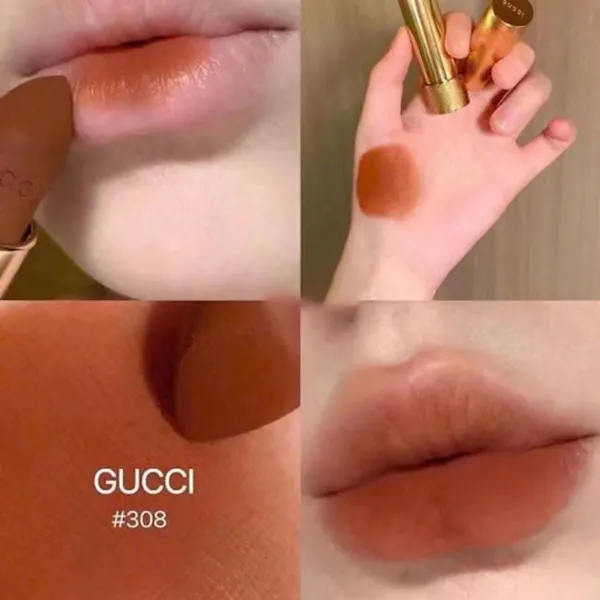 Son Gucci Orange Matte 308 Lucy Dark Màu Cam Gạch