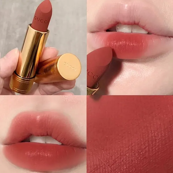 Son Gucci Rouge À Lèvres Mat Lipstick 217 Valeria Rose Màu Hồng Cam Đất