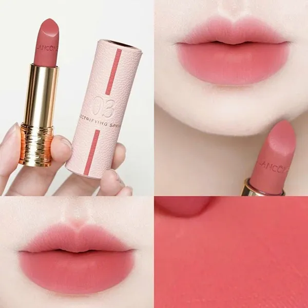 Son Lancôme L'Absolu Rouge Limited Drama Matte 03 Electrifying Spring Màu Hồng Đào Baby (Kèm Box Và Thiệp)