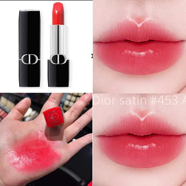 Son Lì Dior 453 Satin Adoree Finish Màu Đỏ Hồng