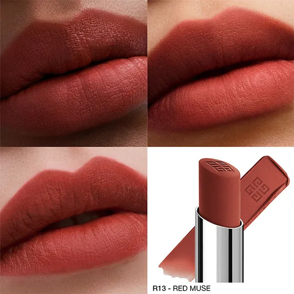 Son Lì Givenchy Le Rouge Velvet Matte Long-Lasting Lipstick R13 Red Muse Màu Đỏ Nâu
