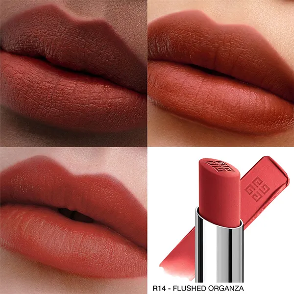 Son Lì Givenchy Le Rouge Velvet Matte Long-Lasting Lipstick R14 Flushed Organza Màu Đỏ Gạch