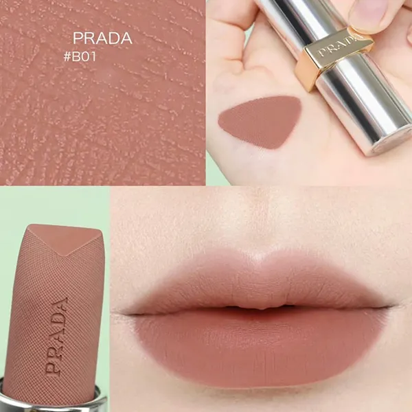 Son Prada Monochrome Hyper Lipstick Matte B01 Argile Màu Nâu Tây