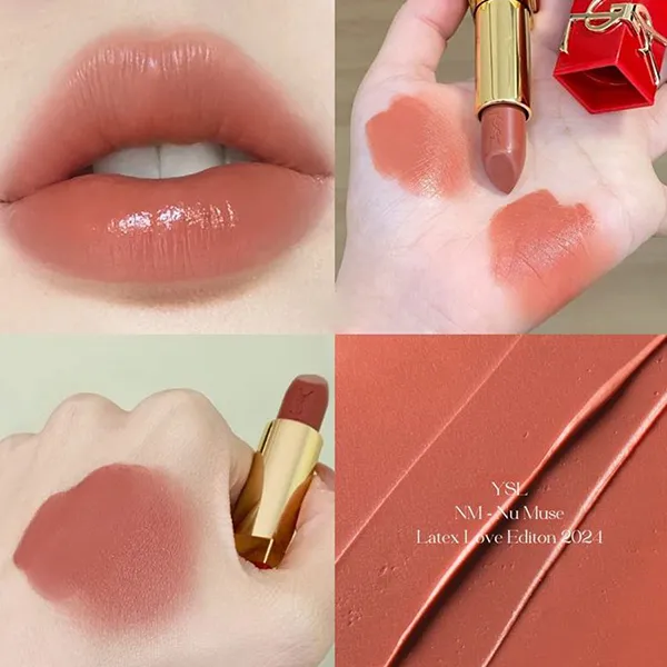 Son YSL NM Nu Muse Latex Love Edition Rouge Pur Couture Satin Lipstick Màu Cam Đất