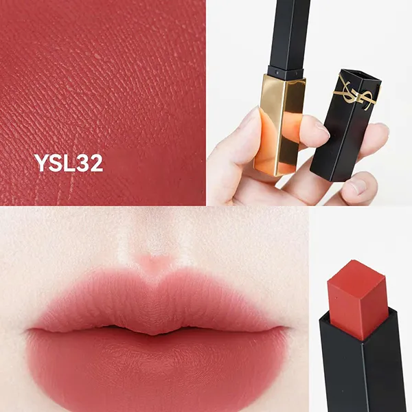 Son Yves Saint Laurent YSL The Slim 32 Rose Marrakech Màu Đỏ Hồng Đất (Mẫu Mới 2025)
