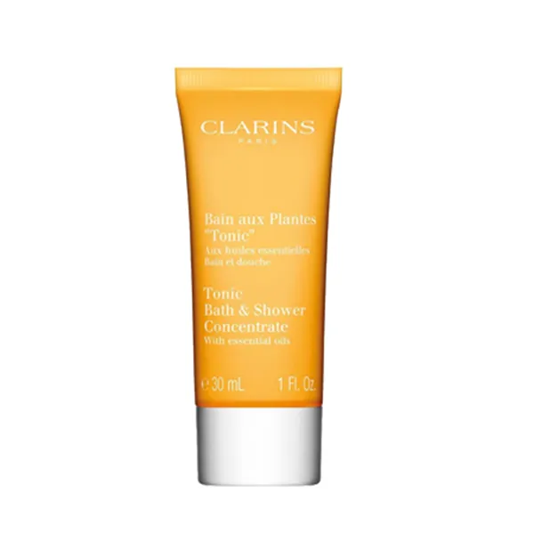 Bộ Chăm Sóc Da Clarins Tonic & Make Up Set 4 Món (Dầu Dưỡng Thể 100ml + Sữa Tắm 30ml + Dưỡng Môi 01 + Túi)