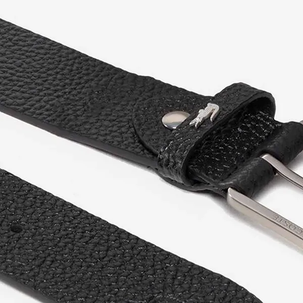 Thắt Lưng Nam Lacoste Belt With Square Buckle Engraved In Leather RC4044 000 Màu Đen