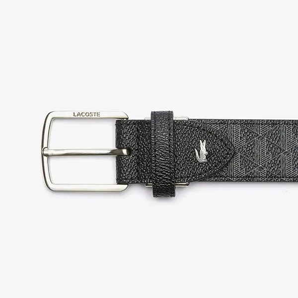 Thắt Lưng Nam Lacoste Monogram Tongue Buckle Woven Belt RC4041 H45 Black Màu Đen