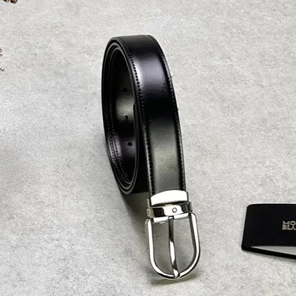 Thắt Lưng Nam Montblanc Horseshoe Shiny Palladium Coated Pin Black/Brown SP148523 Màu Nâu Đen