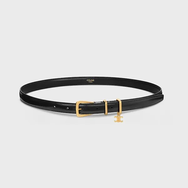 Thắt Lưng Nữ Celine Elegant Charm Belt 18mm In Taurillon Leather Black Màu Đen Size 80