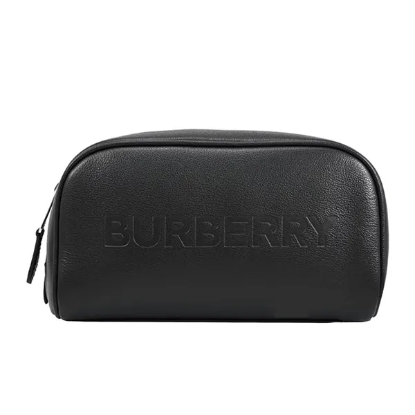 Túi Cầm Tay Burberry Logo Leather Pouch 8061363 Màu Đen