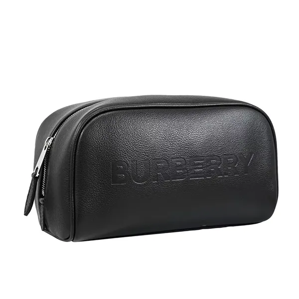 Túi Cầm Tay Burberry Logo Leather Pouch 8061363 Màu Đen
