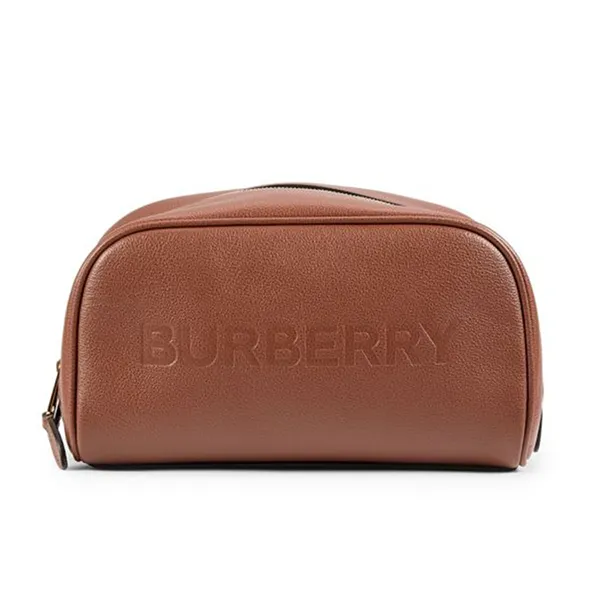 Túi Cầm Tay Burberry Logo Leather Pouch 8061363 Màu Nâu