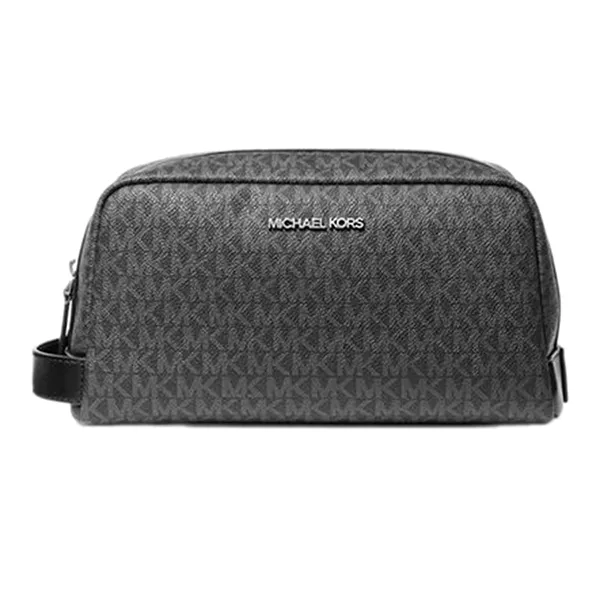 Túi Cầm Tay Michael Kors MK Signature Logo Travel Kit Toiletry Bag 37F4LTRV1B Màu Đen