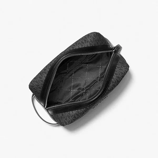 Túi Cầm Tay Michael Kors MK Signature Logo Travel Kit Toiletry Bag 37F4LTRV1B Màu Đen