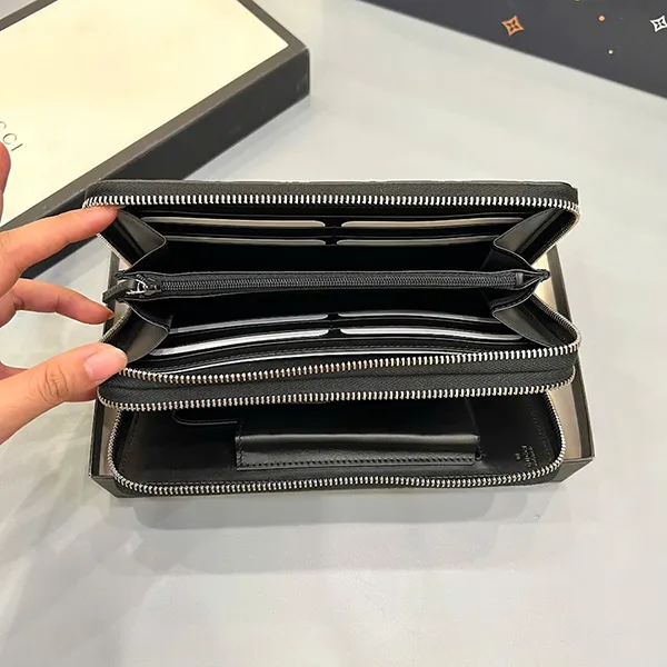 Túi Cầm Tay Nam Gucci Carteira Longa Travel Case Preto Màu Đen