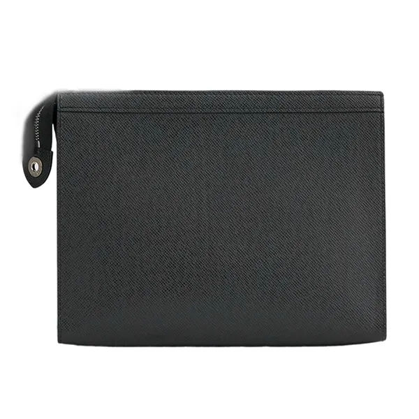 Túi Cầm Tay Nam Louis Vuitton LV Pochette Voyage MM Noir Taiga Clutch TTA5129 Màu Đen