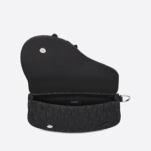 Túi Đeo Chéo Nam Dior Saddle Pouch Dior Oblique Jacquard Black 1ADPO095YKY H00N Màu Đen