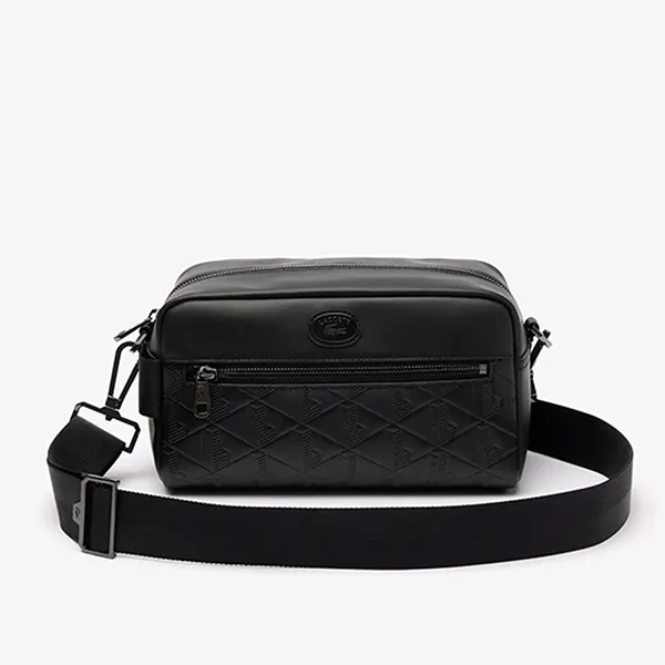 Túi Đeo Chéo Nam Lacoste Monogram Pouch With Strap NH4398MR 000 Màu Đen