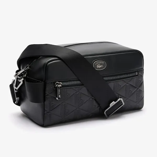 Túi Đeo Chéo Nam Lacoste Monogram Pouch With Strap NH4398MR 000 Màu Đen