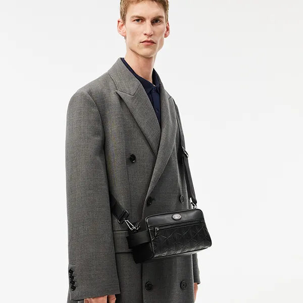 Túi Đeo Chéo Nam Lacoste Monogram Pouch With Strap NH4398MR 000 Màu Đen