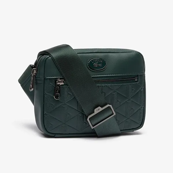 Túi Đeo Chéo Nam Lacoste Monogram Reporter Bag NH4401MR Màu Xanh Rêu