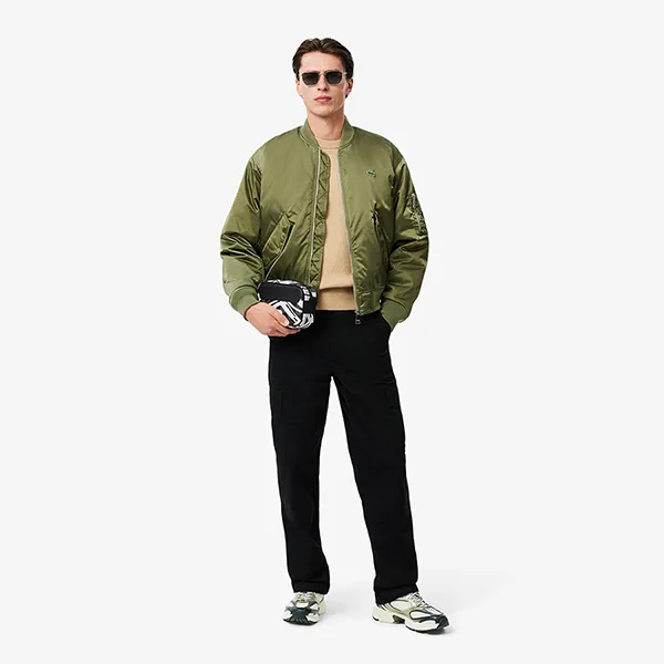 Túi Đeo Chéo Nam Lacoste Small The Blend Reporter Bag NH4785BG Q11 Màu Đen Trắng
