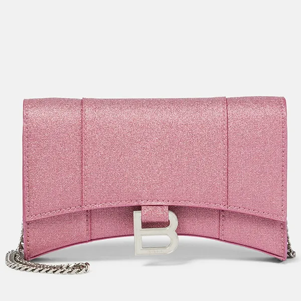 Túi Đeo Chéo Nữ Balenciaga Hourglass Mini Wallet On Chain Màu Hồng Đậm