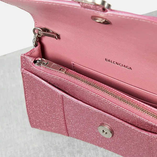 Túi Đeo Chéo Nữ Balenciaga Hourglass Mini Wallet On Chain Màu Hồng Đậm