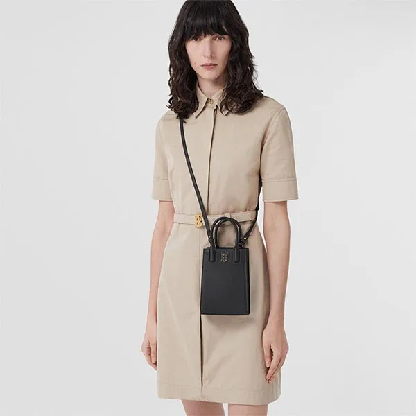 Túi Đeo Chéo Nữ Burberry Grainy Leather Micro Frances Black Crossbody Bag Màu Đen
