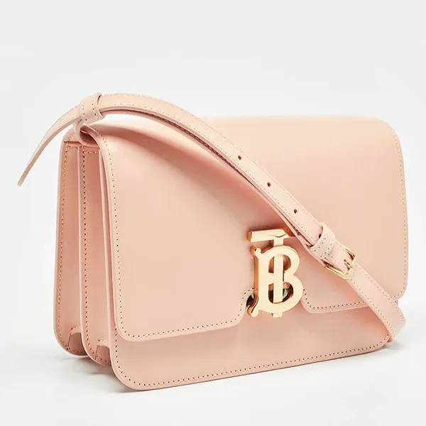 Túi Đeo Chéo Nữ Burberry Peach Pink Leather Small TB Shoulder Bag Màu Hồng